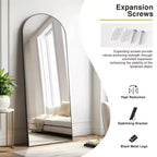 Miroir pleine longueur de 71x31 avec dessus arqué, cadre noir, pour salle de bain ou salon