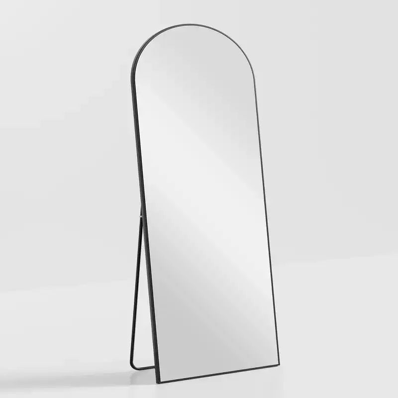 Miroir pleine longueur de 71x31 avec dessus arqué, cadre noir, pour salle de bain ou salon