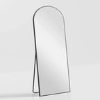 Miroir pleine longueur de 71x31 avec dessus arqué, cadre noir, pour salle de bain ou salon