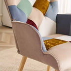 Fauteuil d'appoint rembourré patchwork, fauteuil de salon avec dossier ailé et accoudoir
