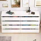 Commode 8 tiroirs avec éclairage intégré, finition brillante, style moderne