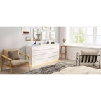 Commode 8 tiroirs avec éclairage intégré, finition brillante, style moderne