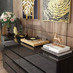 Commode 8 tiroirs avec éclairage intégré, finition brillante, style moderne