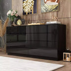 Commode 8 tiroirs avec éclairage intégré, finition brillante, style moderne