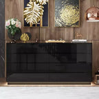 Commode 8 tiroirs avec éclairage intégré, finition brillante, style moderne
