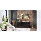 Commode 8 tiroirs avec éclairage intégré, finition brillante, style moderne