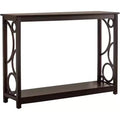 Console de canapé d'entrée en bois finition cerisier foncé avec étagère de rangement pour couloir, vestibule, salon
