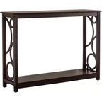 Console de canapé d'entrée en bois finition cerisier foncé avec étagère de rangement pour couloir, vestibule, salon