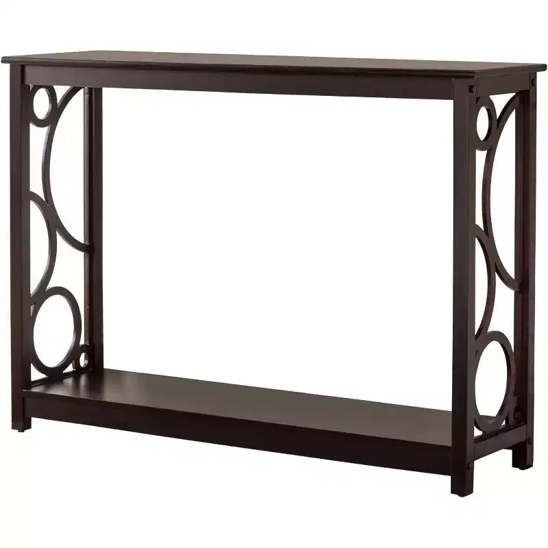 Console de canapé d'entrée en bois finition cerisier foncé avec étagère de rangement pour couloir, vestibule, salon