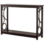 Console de canapé d'entrée en bois finition cerisier foncé avec étagère de rangement pour couloir, vestibule, salon