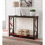 Console de canapé d'entrée en bois finition cerisier foncé avec étagère de rangement pour couloir, vestibule, salon