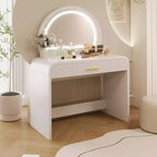 Table de toilette 40 W avec miroir lumineux à écran tactile et grand tiroir, blanche