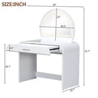 Table de toilette 40 W avec miroir lumineux à écran tactile et grand tiroir, blanche