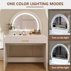Table de toilette 40 W avec miroir lumineux à écran tactile et grand tiroir, blanche