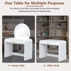 Table de toilette 40 W avec miroir lumineux à écran tactile et grand tiroir, blanche