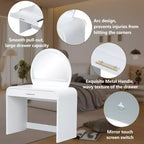 Table de toilette 40 W avec miroir lumineux à écran tactile et grand tiroir, blanche