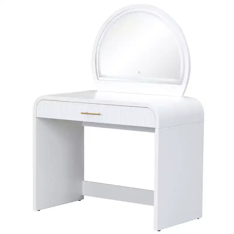 Table de toilette 40 W avec miroir lumineux à écran tactile et grand tiroir, blanche