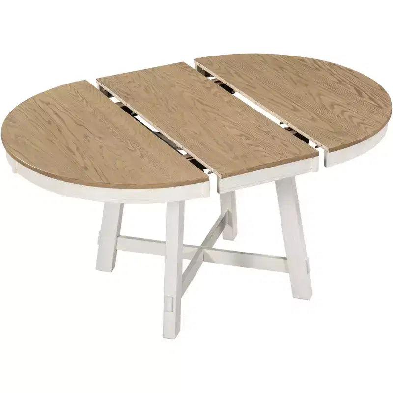 Table à manger de ferme avec piètement en X à 4 pieds et rallonge de 40,6 cm