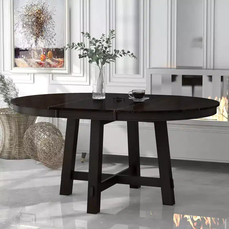Table à manger de ferme avec piètement en X à 4 pieds et rallonge de 40,6 cm