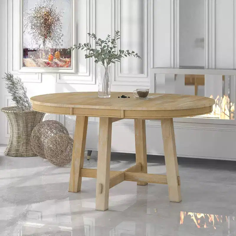 Table à manger de ferme avec piètement en X à 4 pieds et rallonge de 40,6 cm