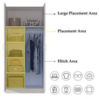 Armoire double-porte blanche minimaliste avec penderie et rangements organisés