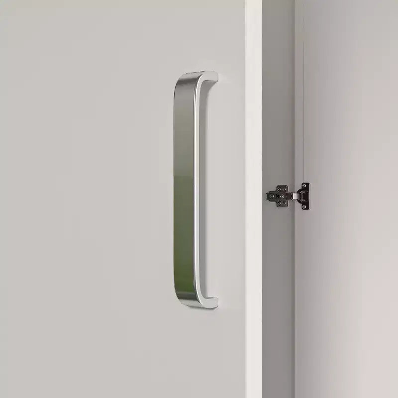 Armoire double-porte blanche minimaliste avec penderie et rangements organisés