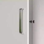 Armoire double-porte blanche minimaliste avec penderie et rangements organisés