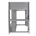 Lit mezzanine gamer pour matelas double/grand avec bureau, lumières LED, étagères multi-rangements et tringle à vêtements, cadre de lit en bois peu encombrant