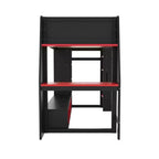 Lit mezzanine gamer pour matelas double/grand avec bureau, lumières LED, étagères multi-rangements et tringle à vêtements, cadre de lit en bois peu encombrant
