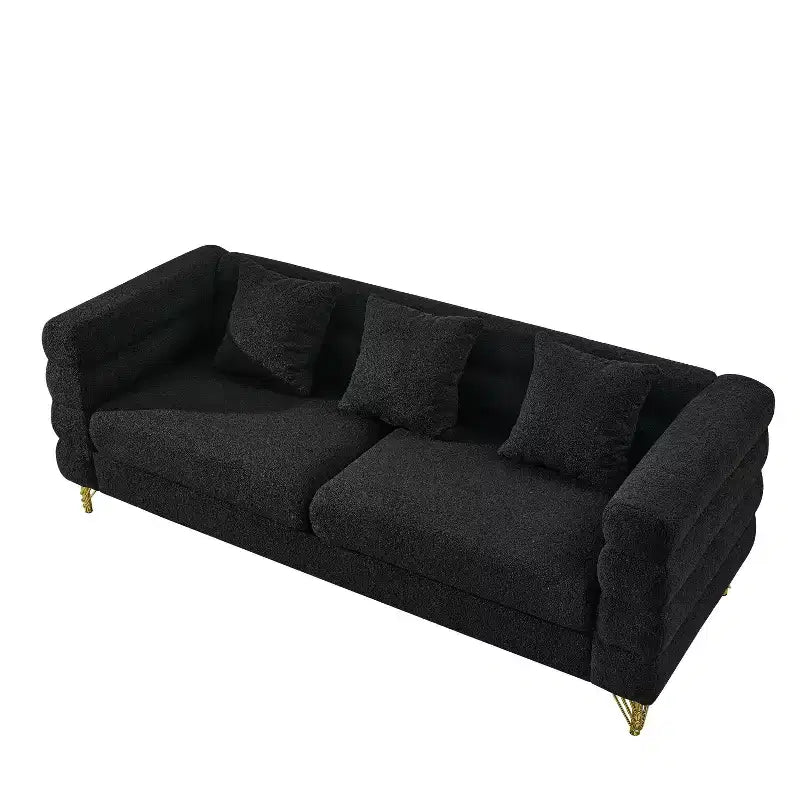 Canapé d'angle surdimensionné à 3 places de 205 cm pour salon - Tissu confortable avec assise profonde et 3 oreillers