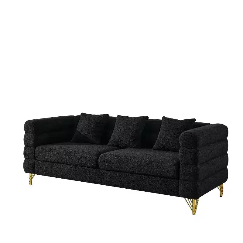 Canapé d'angle surdimensionné à 3 places de 205 cm pour salon - Tissu confortable avec assise profonde et 3 oreillers