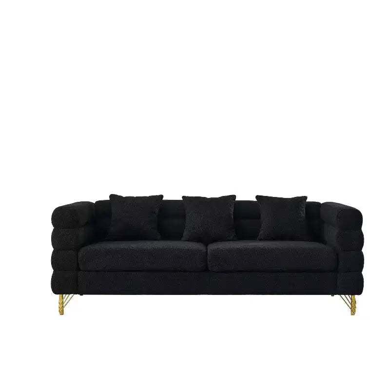 Canapé d'angle surdimensionné à 3 places de 205 cm pour salon - Tissu confortable avec assise profonde et 3 oreillers
