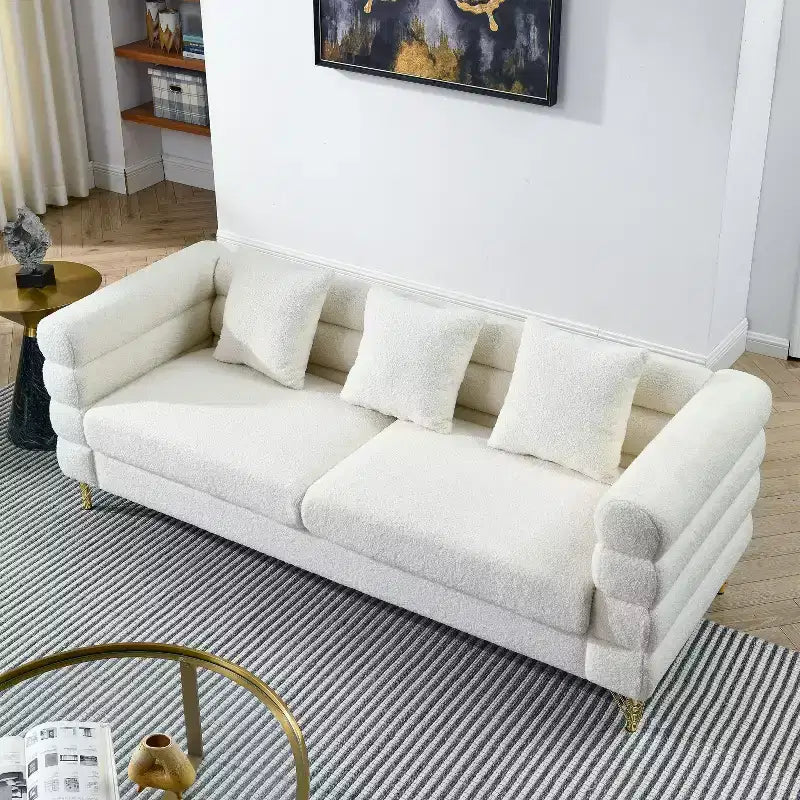 Canapé d'angle surdimensionné à 3 places de 205 cm pour salon - Tissu confortable avec assise profonde et 3 oreillers