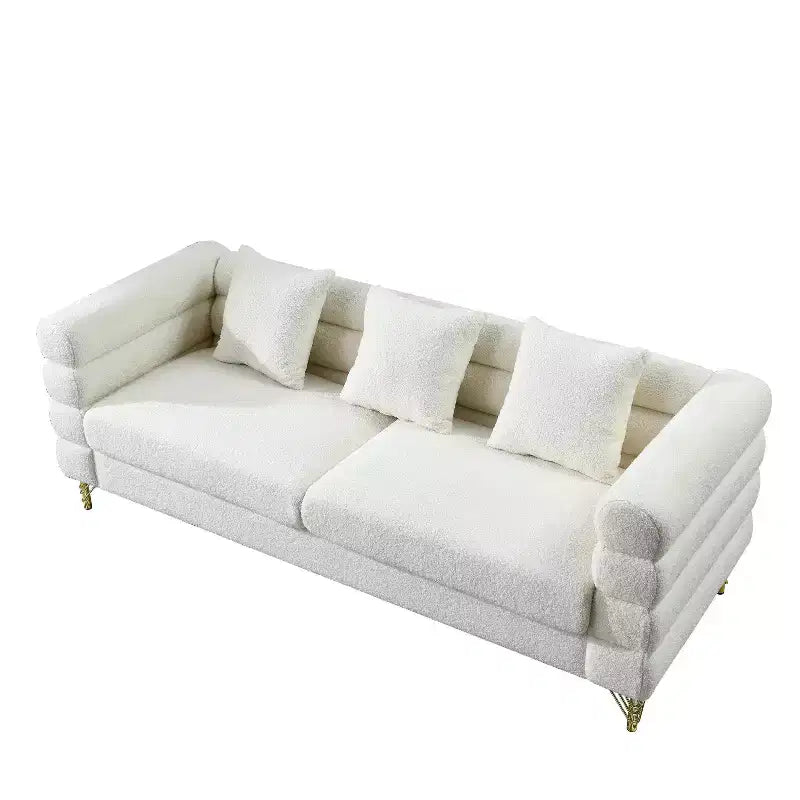 Canapé d'angle surdimensionné à 3 places de 205 cm pour salon - Tissu confortable avec assise profonde et 3 oreillers