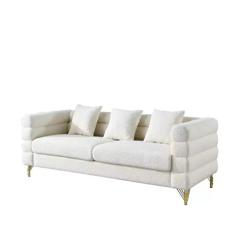 Canapé d'angle surdimensionné à 3 places de 205 cm pour salon - Tissu confortable avec assise profonde et 3 oreillers