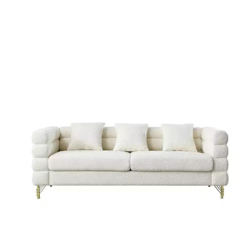 Canapé d'angle surdimensionné à 3 places de 205 cm pour salon - Tissu confortable avec assise profonde et 3 oreillers