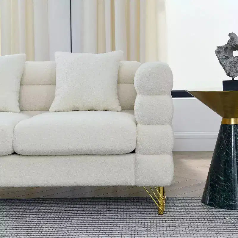 Canapé d'angle surdimensionné à 3 places de 205 cm pour salon - Tissu confortable avec assise profonde et 3 oreillers
