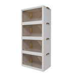 Boîte de rangement pliable avec porte transparente de 25,6 pouces de large, organisateur grande capacité à 4 niveaux, accès facile, conception pliable peu encombrante