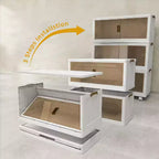 Boîte de rangement pliable avec porte transparente de 25,6 pouces de large, organisateur grande capacité à 4 niveaux, accès facile, conception pliable peu encombrante