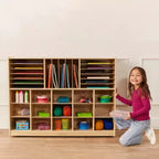 Meuble de rangement mobile à plusieurs sections avec compartiments de rangement cubby, Meuble pour enfants