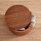 Grand pouf de rangement rond pour table basse de 22 pouces
