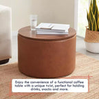 Grand pouf de rangement rond pour table basse de 22 pouces