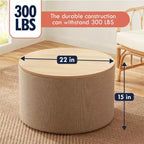 Grand pouf de rangement rond pour table basse de 22 pouces