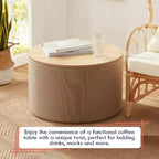 Grand pouf de rangement rond pour table basse de 22 pouces