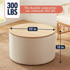 Grand pouf de rangement rond pour table basse de 22 pouces
