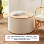 Grand pouf de rangement rond pour table basse de 22 pouces