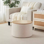 Grand pouf de rangement rond pour table basse de 22 pouces