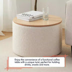 Grand pouf de rangement rond pour table basse de 22 pouces