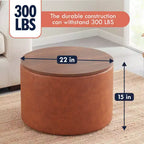 Grand pouf de rangement rond pour table basse de 22 pouces