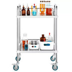 VEVOR Lab Rolling Cart, 2-Shelf Stainless Steel Rolling Cart, Lab Serving Cart with Swivel Casters, Dental Utility Cart,15.16x21.57x34.06